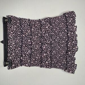 NWOT Ocean Drive Women's Black/Pink Floral Skirt Size Medium